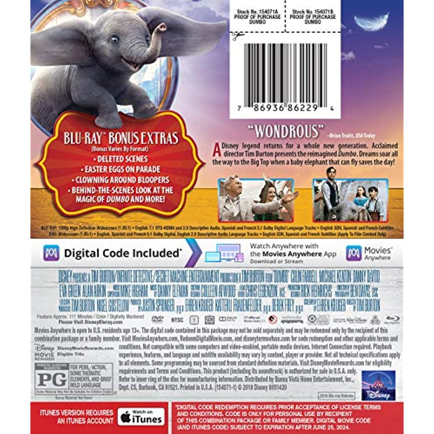 Free Shipping! Dumbo (Blu-ray + DVD), Walt Disney Video