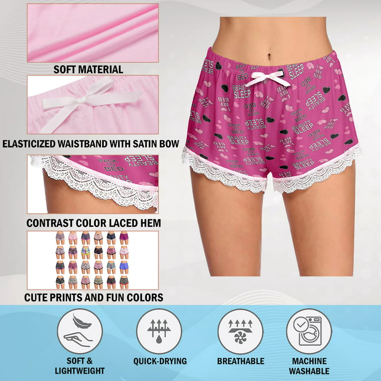 5-Pack: Womens Comfy Laced Hem Lounge Sleep Pajama Shorts