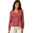 thumbnail image 1 of INSPIRE CHIC Women's Elegant Dots V Neck Smocked Ruffled Hem Peplum Top, 1 of 6