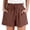 Brown, variant on Bwdbhd Shorts for Women Mid Rise Bermuda Shorts Stretchy Jean Shorts Long Rolled Hem Denim Shorts Black,XL