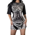 thumbnail image 1 of KOMOO Women T-shirt Dress Print Short Sleeve Loose Short Dress Punk Grunge Graphic Dress, 1 of 9