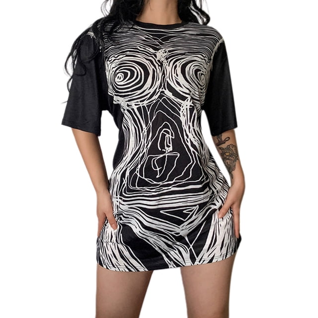 SAYOO Vestido largo de verano estilo camiseta para mujer, prenda informal de una pieza de ajuste holgado SAYOO Sexy