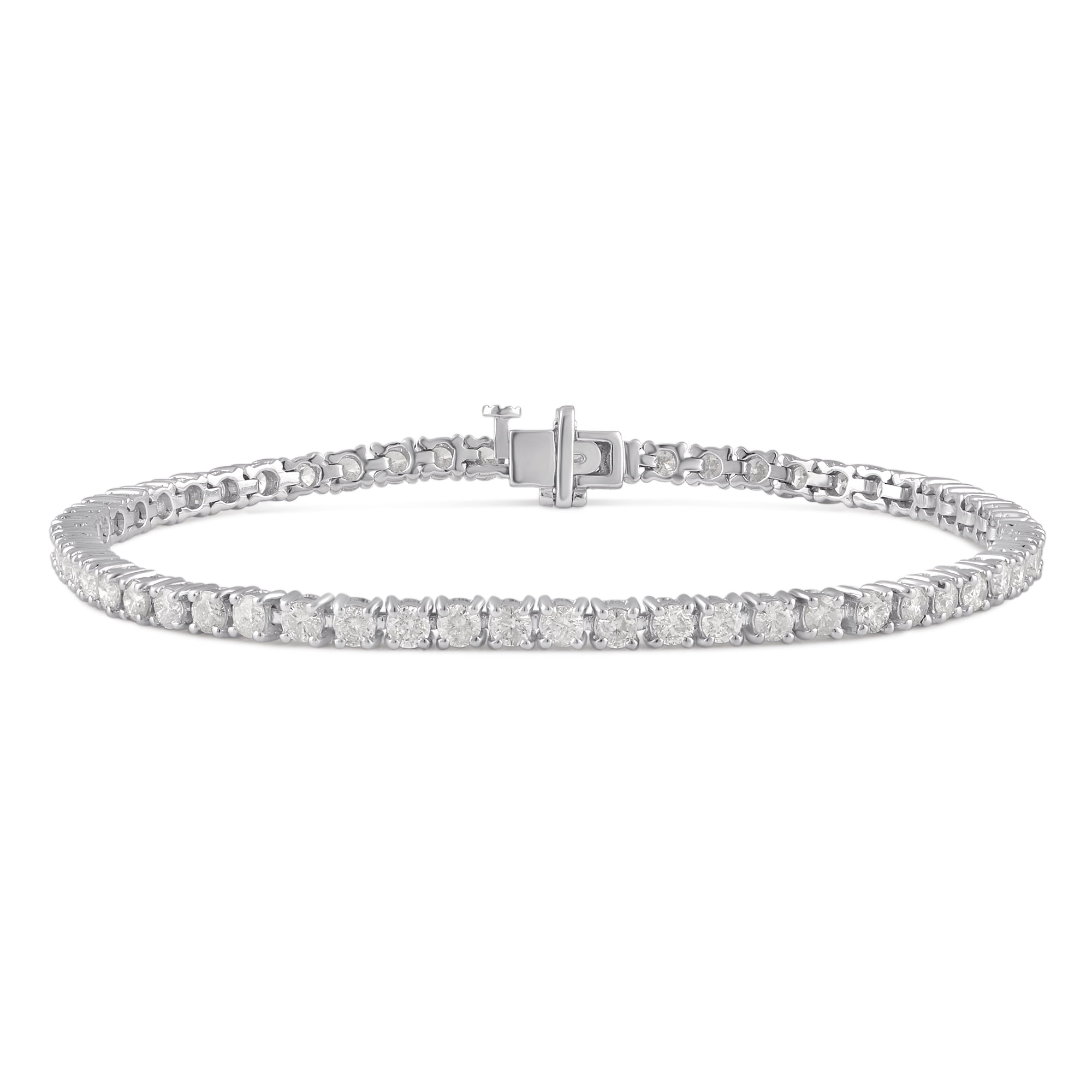 ONLINE - 4.00 Carat T.W. Round Diamond 14K White Gold Tennis Bracelet