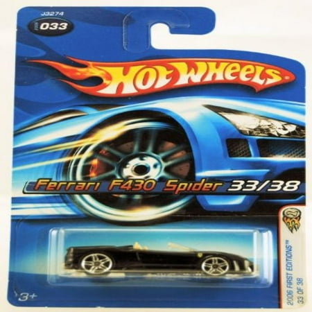 - Hot Wheels - 2006 First Editions - 33/38 - Ferrari F430 Spider - Black Convertible - #033 - Limited Edition - Collectible 1:64 Scale
