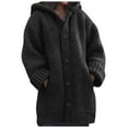 thumbnail image 3 of Women's Cardigan Sweaters Hooded Button Down Front Jackets Winter Coat with Pockets Black 3XL, 3 of 4