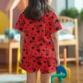 thumbnail image 3 of chaqlin Ladybug Polka Dot Print Girls Kids Clothes Summer Short Sleeve T Shirts and Shorts Clothing Set Outfit for Big Little Girls Summer Outfit for Home School Travel, 3 of 5