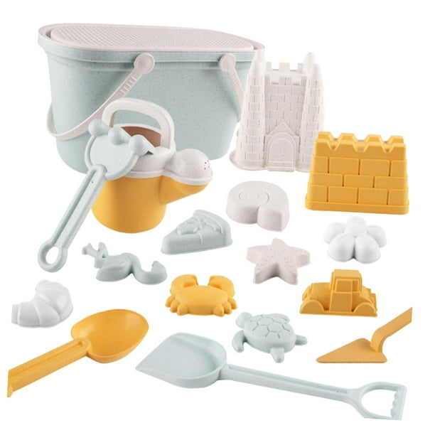 Cubo de playa,Juguetes de arena de playa para niños de 3 a 10 años. Regalos.,Juguetes de arena con cubo,juguetes de playa para viajes,Kit de construcción de castillo con moldes de arena y