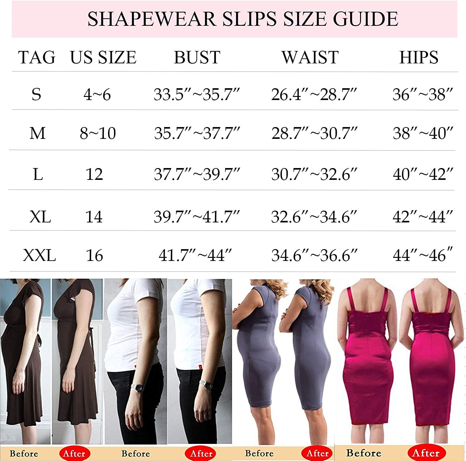Vaslanda Strapless Shapewear Slip for Women Tummy Control Seamless Full  Body Shaper Under Dress Slip 