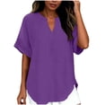 thumbnail image 6 of TGSLY Women's V Neck Tops Lightweight Thin Short Sleeve Blouses Loose Fit Dressy Casual Curved Hem Solid Color Summer Tee Shirts XXL, 6 of 10