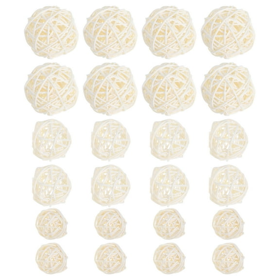 Chidian 30pcs White Rattan Xmas Tree Hanging Decoration Ornaments Decorative Rattan Rattan Wicker Balls Rustic Wedding Christmas Party Decoration White