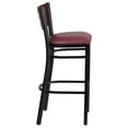 thumbnail image 6 of Flash Furniture 2 Pk. HERCULES Series Black Cutout Back Metal Restaurant Barstool - Mahogany Wood Back, Burgundy Vinyl Seat, 6 of 8