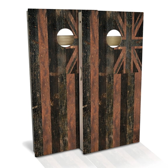 Skip's Garage | Hawaii Flag Rustic Cornhole Board Set | Includes Boards & Bags | Choose Your Size & Accessories