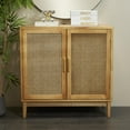 thumbnail image 2 of DecMode 36" x 36" Light Brown Wood 2 Door Cabinet with Beige Rattan Doors and Gold Handles, 1-Piece, 2 of 7