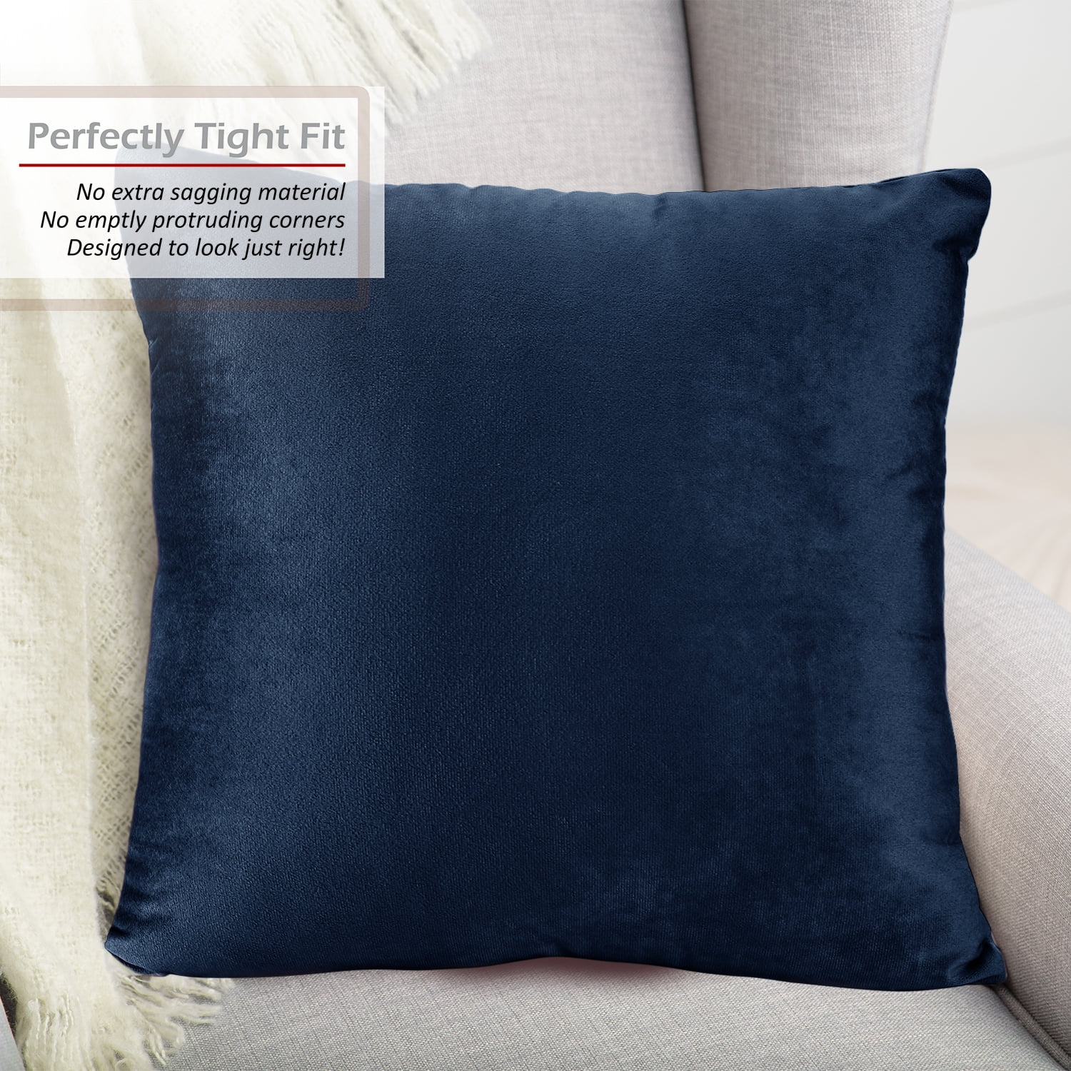 Top Finel Square Decorative Throw Pillow Cases Soft Microfiber Outdoor Cushion Covers 18 x 18 for Sofa Bedroom Set of 6 Navy