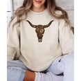 thumbnail image 6 of Western Longhorn Skull Sweatshirt for Women Vintage Cow Skull Graphic Pullover Sand Sweatshirt Adult X-Large, 6 of 7