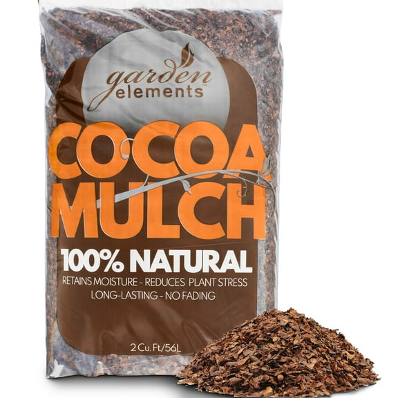 Garden Elements 100% Natural Cocoa Bean Shell Mulch for Gardens, Flower Beds, Potted Plants, and Mulching, 2 cu ft