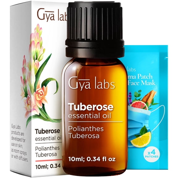 Gya Labs Tuberose Essential Oil - 0.34 Fl Oz - for Hair, Skin, Diffuser, Aromatherapy & DIY Candle Making Scent