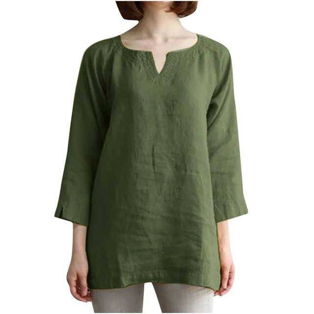 Tops Manches Longues en Coton Tunique Blouse Décontractée Coupe Ample Chemises