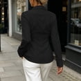 thumbnail image 6 of TKLPEHG Women's Slim Collared Long Sleeve Button Dress Shirts Fitted Curved Hem Office Blouses Solid Color Formal Work Tops for Business Daily Outfits (Black,XL), 6 of 7