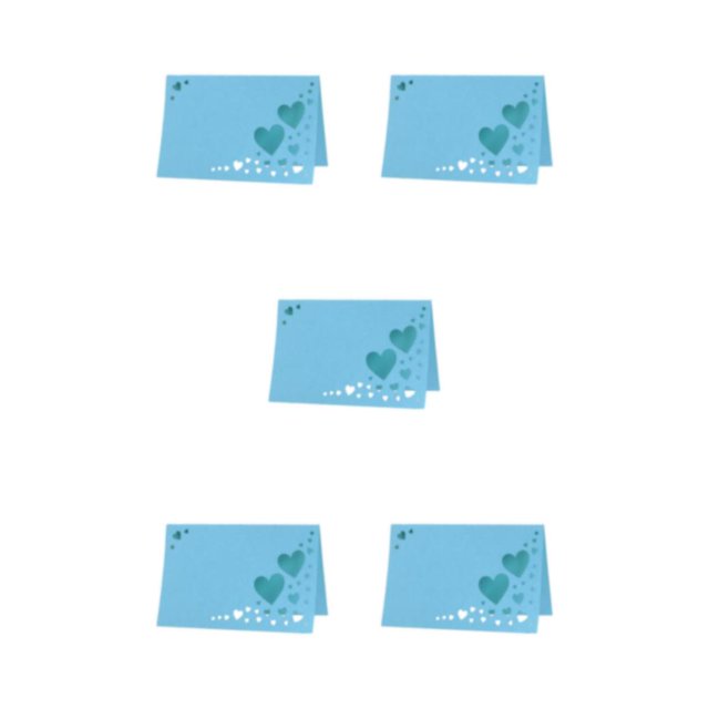 Baohd 50pcs/set Expérience Mémorable avec Coeur Creux Nom Place Cartes Coeur Évidé Table Nom Carte Bleu 5Set