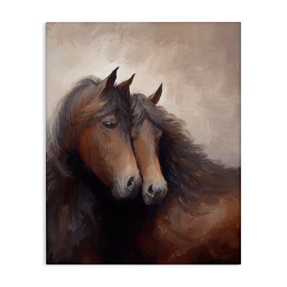 Stupell Industries Cottage Brown Cuddling Stallions Canvas Art, 16 x 20, by Ramona Murdock