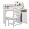 thumbnail image 4 of Study Desk and Chair Set with Storage Cabinet, Wooden Writing Table, Computer Workstation for Bedroom or Study Room, White, 4 of 7