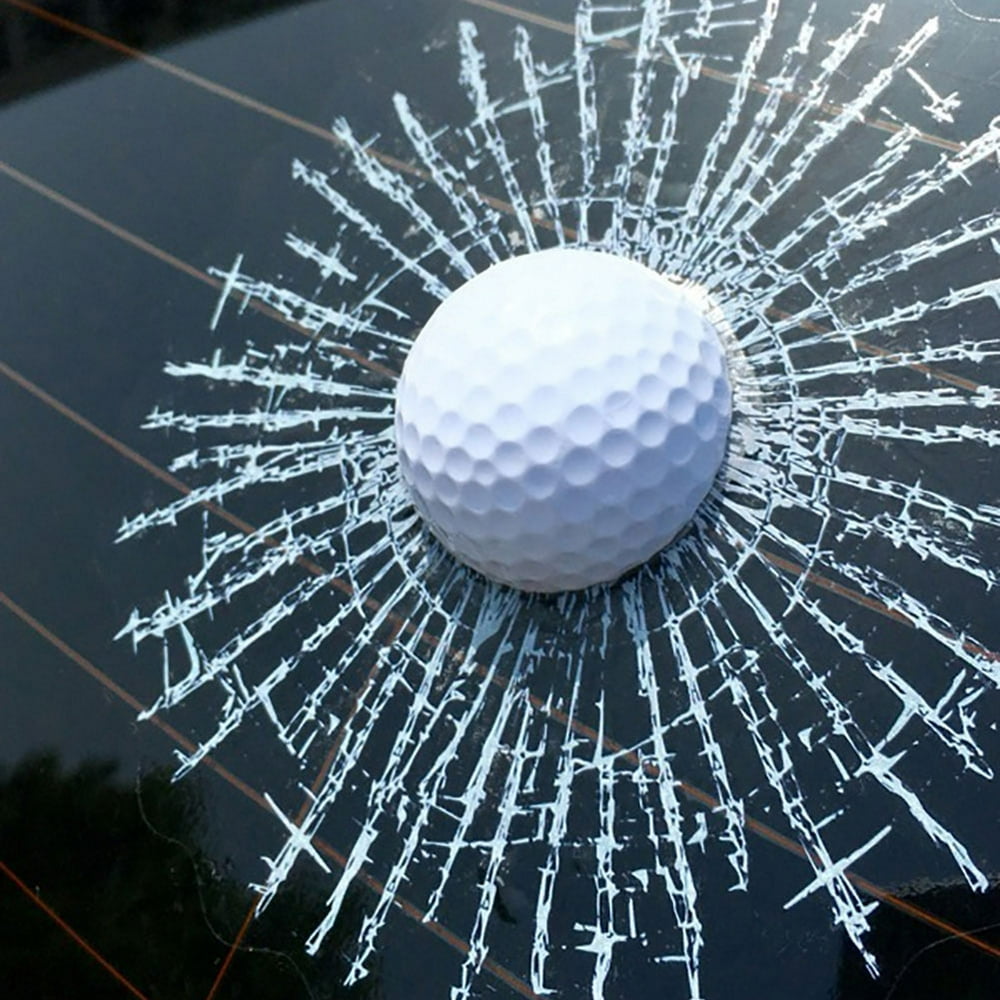 SPRING PARK Funny 3D Golf Ball Hit Window Crack Car Windshield Decals