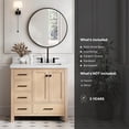 thumbnail image 5 of ARIEL CAMBRIDGE 37 Inch Single Rectangular Sink Bathroom Vanity With Pure White Quartz Countertop 1.5 Inch Edge In Oak, 5 of 7