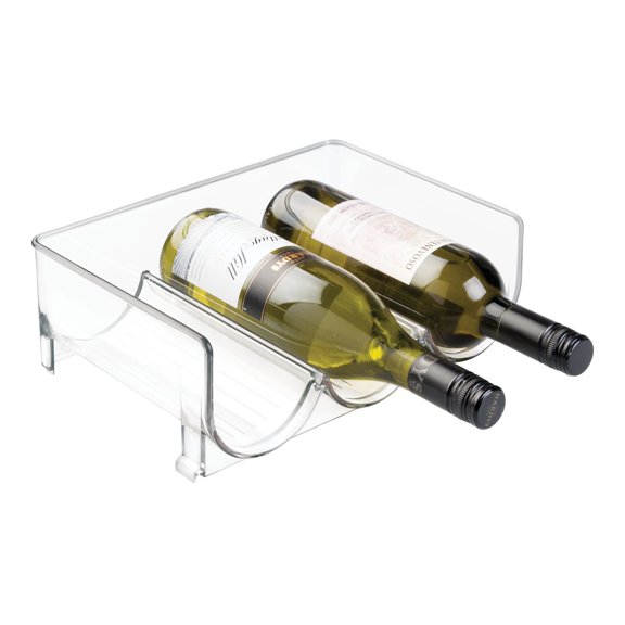 mDesign Plastic Free-Standing Stackable 3 Bottle Wine Storage Rack, Clear