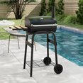 thumbnail image 4 of Gymax Barrel Charcoal Grill w/Foldable Side Table Built-in Thermometer & Storage Shelf, 4 of 10