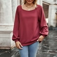 thumbnail image 5 of BLVB Women's Spring Fall Tunic Tops Square Collar Long Sleeve Shirts Solid Casual Loose Ladies Dressy Blouse, 5 of 5