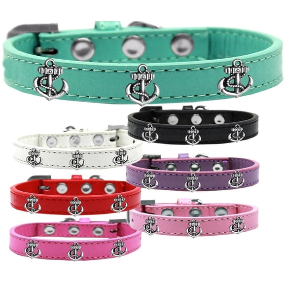 Dog, Puppy Pet Widget Fashion Collar, "Silver Anchor"