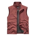thumbnail image 5 of Zysthvn Plus Size Vest for Men Casual Lightweight Cargo Fall Jackets for Men Big and Tall Outdoor Solid with Pockets Lapel Vests, Wine XXXL, 5 of 10
