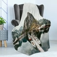 thumbnail image 4 of Landscape Soft Flannel Fleece Throw Blanket, Foothill of Mountain Marina with Sailing Boats Marine Nature Scenic Outdoors, Cozy Plush for Indoor and Outdoor Use, 70" x 90", Multicolor, by Ambesonne, 4 of 5