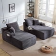 thumbnail image 3 of FFH 69"W Oversized Double Chaise Lounge Chair Indoor, Plush Corduroy Boneless Sleeper Sofa Deep Seat Cloud Sectional Couch for Living Room, Gray, 3 of 8