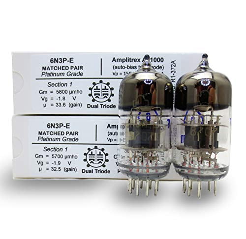 Riverstone Audio, 6N3P-E Matched Pair (2 tubes) - Vintage NOS Russian Vacuum Tubes Replacement for 6N3 / 6N3P / 5670 / 5670W / 396A / 2C51 - Amplitrex Tested/Matched - Platinum Grade Pair (6N3P-E)