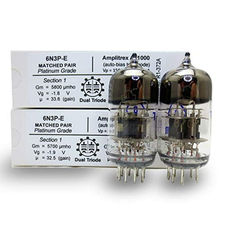 Riverstone Audio, 6N3P-E Matched Pair (2 tubes) - Vintage NOS Russian Vacuum Tubes Replacement for 6N3 / 6N3P / 5670 / 5670W / 396A / 2C51 - Amplitrex Tested/Matched - Platinum Grade Pair (6N3P-E)