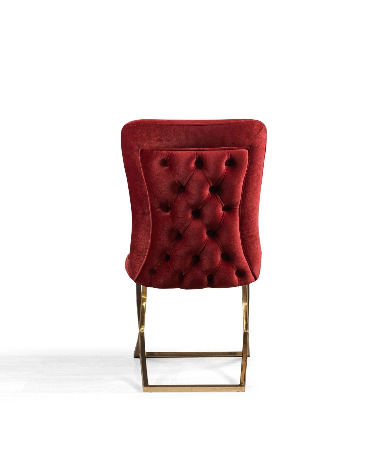 Ottomanson Royal Upholstered Modern Gold Legged Dining Chair, Set of 2, Burgundy