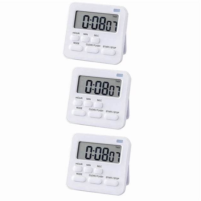3X Temporizador de Cocina, Temporizador de Huevos Con Reloj, Temporizador Digital CronóMetro Con Alarma LCD para Cocinar, Hornear, Hacer Deportes, Aprender, Etc.