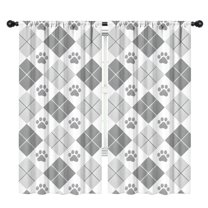 Blackout Kids Curtains,Pawprints Argyle Childrens Insulated Curtains Set Of 2,Bedroom Essentials,Toddler Room Decor 42x84in(106x213cm)