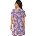 thumbnail image 3 of Horeoi Purple Butterflies Floral Print Women's Short-sleeved Nightdress Breathable Cotton-like Material Loose A-line Knee-length, 3 of 6