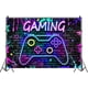 thumbnail image 4 of Fondo de videojuegos, fondo de pared de ladrillos con grafiti de neón, controlador de juegos para niños y adolescentes, suministros para fiestas de cumpleaños, pancartas de fotografía, decoración,, 4 of 4