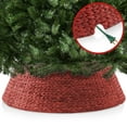 thumbnail image 4 of 42-Inch Water Hyacinth Christmas Tree Collar, Woven Tree Base Cover with Cord Cut Out, Red, 4 of 7