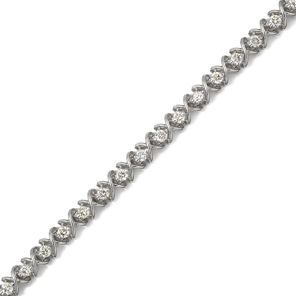 DirectJewelry 14K White Gold XO 3.00ctw Round Diamond Bracelet