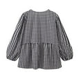 thumbnail image 4 of Kaemgyyd Womens Bow Tie Front Tops Long Sleeve Cute Babydoll Plaid Blouse Loose Crewneck Fashion Shirt Fall, 4 of 6