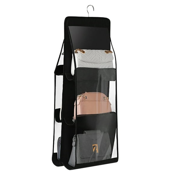 Mistaha Hanging Purse Handbag Organizer Dustproof 3 Shelf Purse Bags Storage Holder Foldable Double Non-woven and Thick PVC Hanging Closet Storage Bag Clothing Accessories Storage Holder