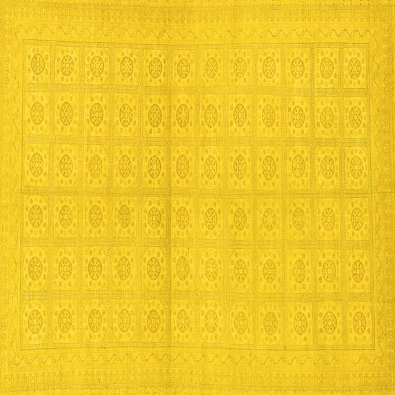 Ahgly Company Indoor Square Oriental Yellow Modern Area Rugs, 5' Square
