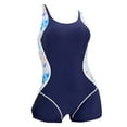 thumbnail image 4 of Lejafay Women's One Piece Swimsuits Boyleg Shorts Unitard Swimming Surfing Costume Sleeveless Navy Blue M, 4 of 5