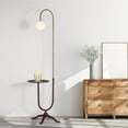 thumbnail image 4 of Modern Floor Lamp with Shelves,Wood Shelf End Table Floor Lamp with Spherical Lampshade for Living Room Dining Room Walnut, 4 of 9
