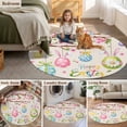 thumbnail image 6 of Round Area Rug 4ft, Happy Easter Colorful Egg Burlap Non-Shedding Washable Area Rug, Pink Floral Tree Butterfly Non Slip Low-Profile Circle Rugs for Living Room, Bedroom Dining Room, 6 of 9